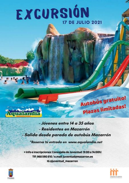 El ayuntamiento de Mazarrón proporcionará un autobús gratuito para que los jóvenes disfruten de una jornada en aqualandia