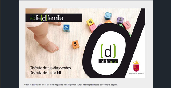 “Eldíade”, una de las campañas desarrolladas por la Entidad Pública del Transporte para fomentar el uso del transporte público consistente en el uso gratuito de todas las líneas regulares de la Región de Murcia durante los domingos de junio.