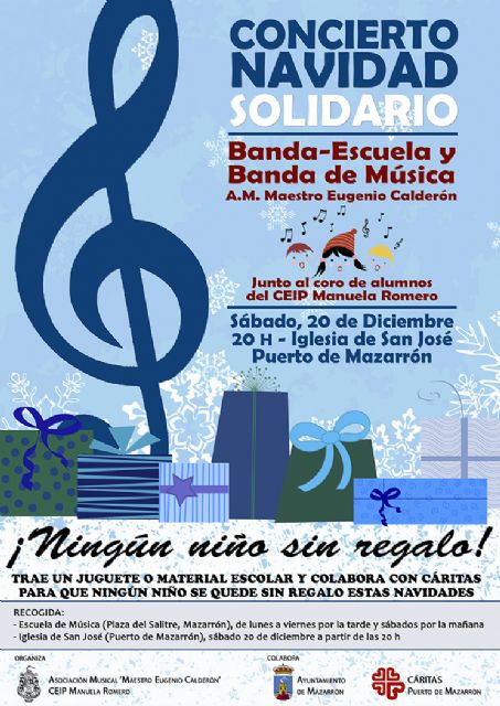 La Escuela de Música de Mazarrón ofrece su tradicional concierto de Navidad a beneficio de Cáritas