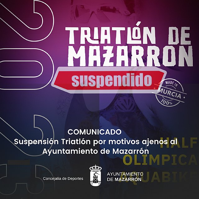 Suspensión del Tiratlón programado para el 1 de octubre en Mazarrón