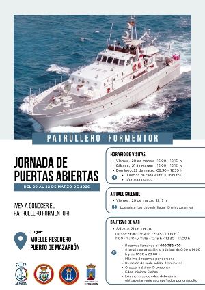 El patrullero “Formentor” abrirá sus puertas al público este fin de semana en Puerto de Mazarrón