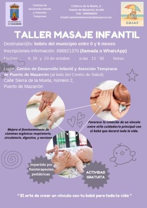El Centro de Desarrollo Infantil y Atención Temprana de Puerto de Mazarrón organiza un taller de masaje infantil