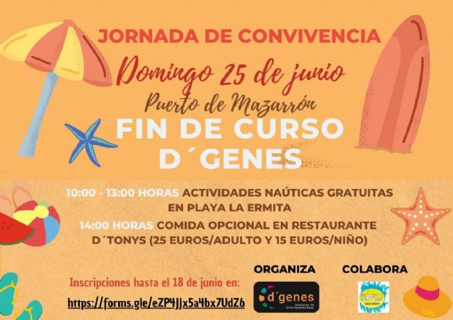 D´Genes organiza una jornada de convivencia en Puerto de Mazarrón para socios y usuarios de la entidad el próximo 25 de junio