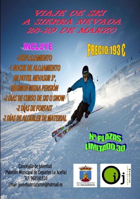 La concejalía de Juventud te invita a esquiar en Sierra Nevada