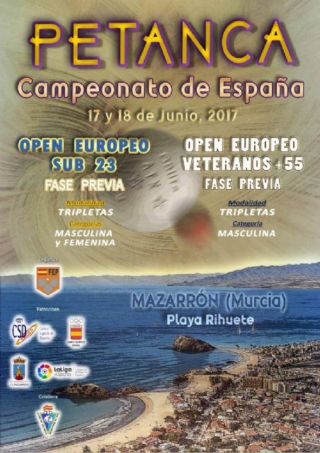Más de 120 participantes de todo el país se darán cita en Puerto de Mazarrón para participar en el Campeonato de España a Petanca