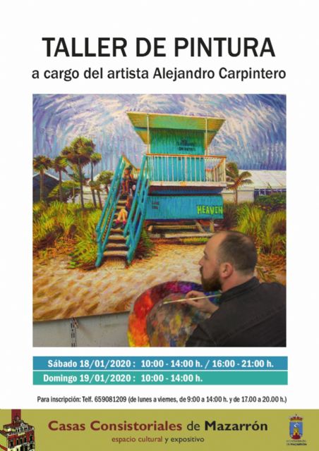 Alejandro Carpintero impartirá un taller de pintura gratuito en la 'Casa del Mar' de Puerto de Mazarrón