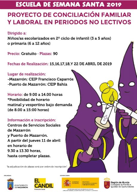 Escuela de Semana Santa en los colegios Caparrós y Bahía a partir del 15 de abril