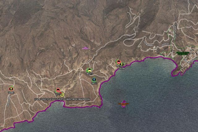 Movilizados efectivos Plan Infomur para sofocar el incendio forestal declarado en Cala Leño, Mazarrón