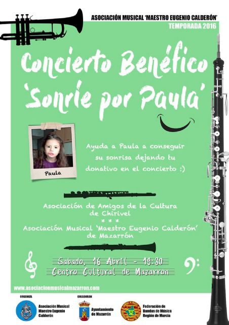 La Asociación Maestro Eugenio Calderón programa para este sábado un concierto a beneficio de la iniciativa 'Sonríe por Paula'