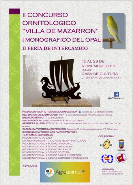 1400 ejemplares se darán cita en el II concurso ornitológico 'Villa de Mazarrón'