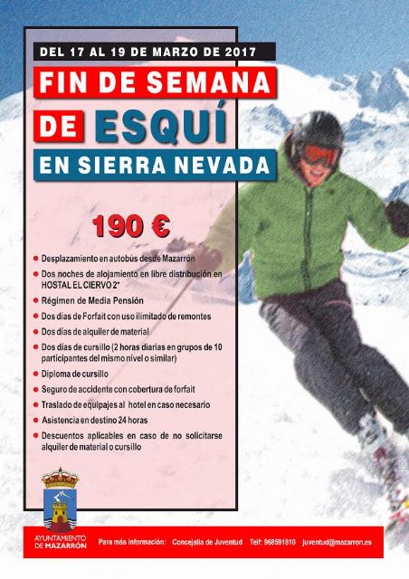 Juventud organiza un viaje de fin de semana para practicar ski en Sierra Nevada