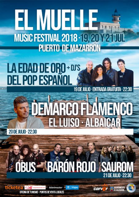 La edad de oro del Pop español, Demarco y el rock de Barón Rojo , Obús y Saurom animarán las noches de el Muelle Music Festival