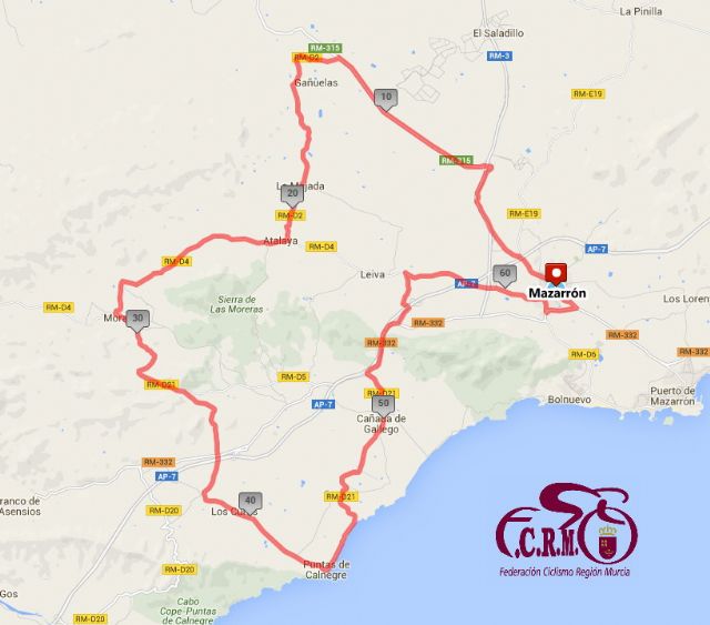 Mazarrón acoge este domingo la segunda etapa de la Vuelta Ciclista Regional de Cadetes
