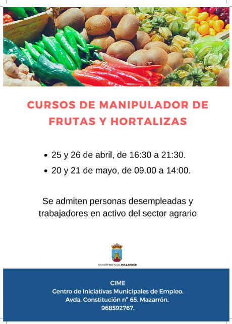 El CIME oferta dos nuevos cursos gratuitos de manipulador de frutas y hortalizas