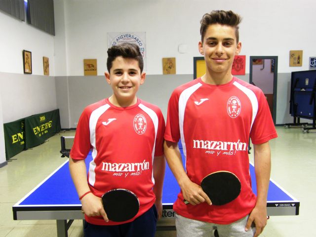 Dos mazarroneros competirán con la selección murciana de tenis de mesa en los Campeonatos de España de Juventud